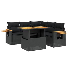 Maison exclusive - salon de jardin 6 pcs avec coussins noir résine tressée