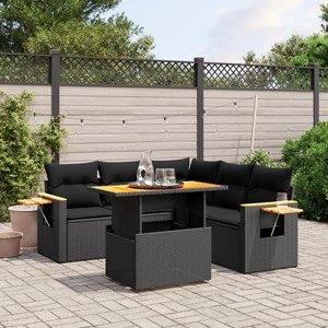 Maison exclusive - salon de jardin 6 pcs avec coussins noir résine tressée