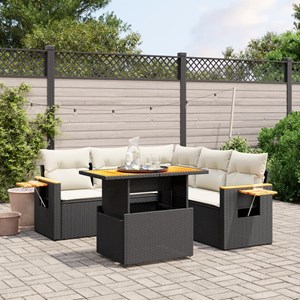 Maison exclusive - salon de jardin 6 pcs avec coussins noir résine tressée