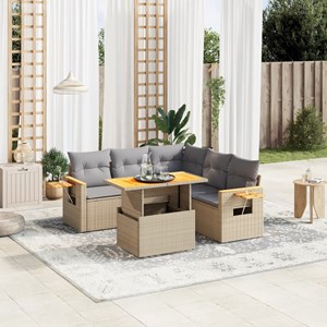 Maison exclusive - salon de jardin avec coussins 6 pcs beige résine tressée