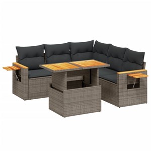Maison exclusive - salon de jardin 6 pcs avec coussins gris résine tressée