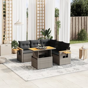 Maison exclusive - salon de jardin 6 pcs avec coussins gris résine tressée