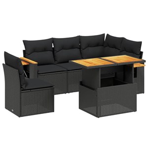 Maison exclusive - salon de jardin 6 pcs avec coussins noir résine tressée