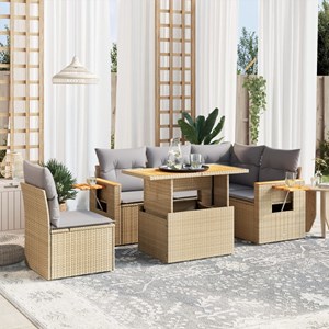 Maison exclusive - salon de jardin avec coussins 6 pcs beige résine tressée