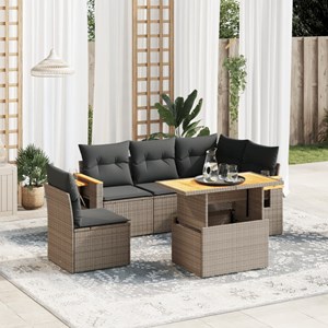 Maison exclusive - salon de jardin 6 pcs avec coussins gris résine tressée