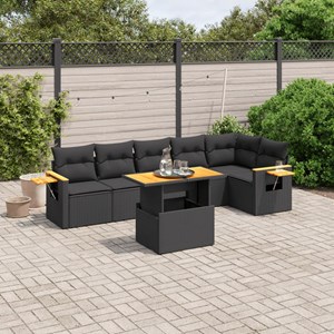 Maison exclusive - salon de jardin 7 pcs avec coussins noir résine tressée