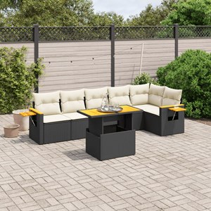 Maison exclusive - salon de jardin 7 pcs avec coussins noir résine tressée