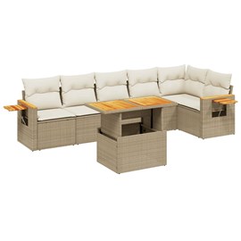 Maison exclusive - salon de jardin avec coussins 7 pcs beige résine tressée