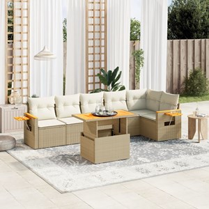 Maison exclusive - salon de jardin avec coussins 7 pcs beige résine tressée