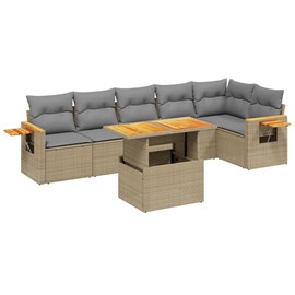 Maison exclusive - salon de jardin avec coussins 7 pcs beige résine tressée