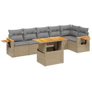 Maison exclusive - salon de jardin avec coussins 7 pcs beige résine tressée