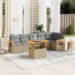 Maison exclusive - salon de jardin avec coussins 7 pcs beige résine tressée