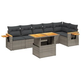 Maison exclusive - salon de jardin avec coussins 7 pcs gris résine tressée