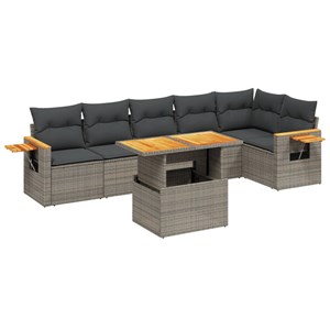 Maison exclusive - salon de jardin avec coussins 7 pcs gris résine tressée