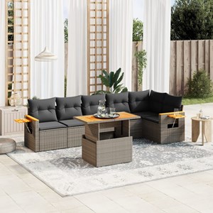 Maison exclusive - salon de jardin avec coussins 7 pcs gris résine tressée