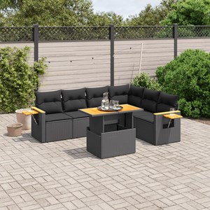 Maison exclusive - salon de jardin 7 pcs avec coussins noir résine tressée