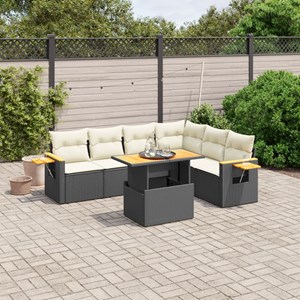 Maison exclusive - salon de jardin 7 pcs avec coussins noir résine tressée