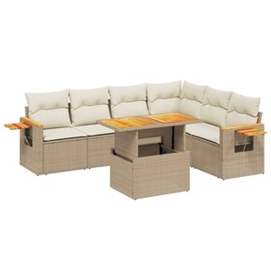 Maison exclusive - salon de jardin avec coussins 7 pcs beige résine tressée