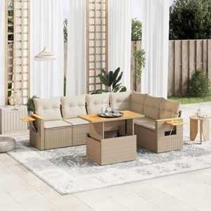 Maison exclusive - salon de jardin avec coussins 7 pcs beige résine tressée