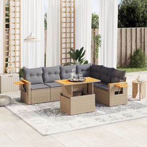 Maison exclusive - salon de jardin avec coussins 7 pcs beige résine tressée