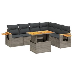 Maison exclusive - salon de jardin avec coussins 7 pcs gris résine tressée