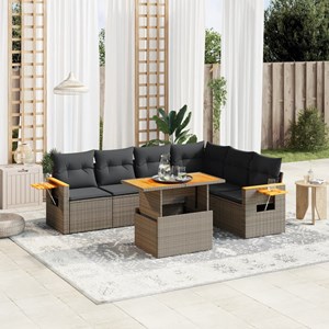 Maison exclusive - salon de jardin avec coussins 7 pcs gris résine tressée