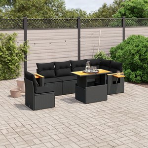 Maison exclusive - salon de jardin 7 pcs avec coussins noir résine tressée