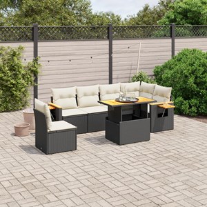 Maison exclusive - salon de jardin 7 pcs avec coussins noir résine tressée