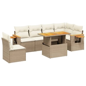 Maison exclusive - salon de jardin avec coussins 7 pcs beige résine tressée