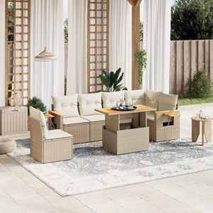 Maison exclusive - salon de jardin avec coussins 7 pcs beige résine tressée