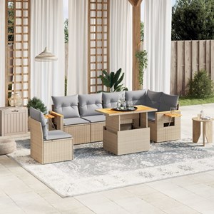 Maison exclusive - salon de jardin avec coussins 7 pcs beige résine tressée
