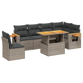 Maison exclusive - salon de jardin avec coussins 7 pcs gris résine tressée