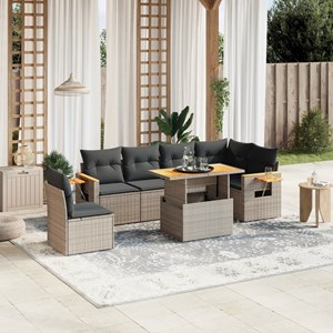 Maison exclusive - salon de jardin avec coussins 7 pcs gris résine tressée