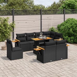 Maison exclusive - salon de jardin 9 pcs avec coussins noir résine tressée