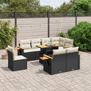 Maison exclusive - salon de jardin 9 pcs avec coussins noir résine tressée