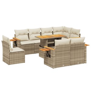 Maison exclusive - salon de jardin avec coussins 9 pcs beige résine tressée