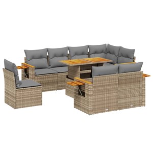 Maison exclusive - salon de jardin avec coussins 9 pcs beige résine tressée