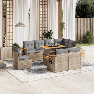 Maison exclusive - salon de jardin avec coussins 9 pcs beige résine tressée