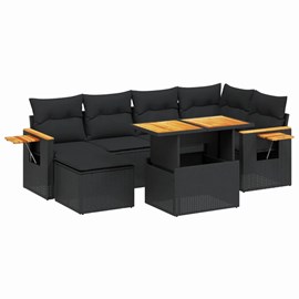 Maison exclusive - salon de jardin 7 pcs avec coussins noir résine tressée