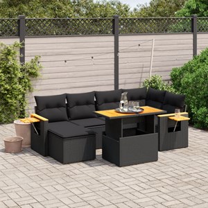 Maison exclusive - salon de jardin 7 pcs avec coussins noir résine tressée