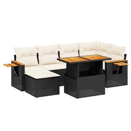 Maison exclusive - salon de jardin 7 pcs avec coussins noir résine tressée