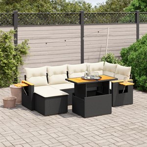 Maison exclusive - salon de jardin 7 pcs avec coussins noir résine tressée
