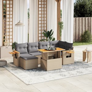 Maison exclusive - salon de jardin avec coussins 7 pcs beige résine tressée