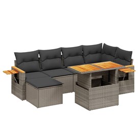 Maison exclusive - salon de jardin avec coussins 7 pcs gris résine tressée