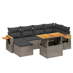 Maison exclusive - salon de jardin avec coussins 7 pcs gris résine tressée