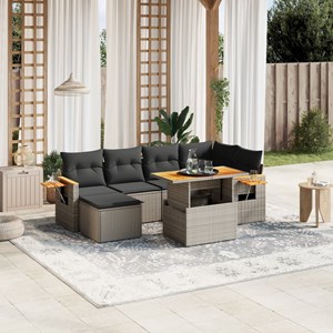Maison exclusive - salon de jardin avec coussins 7 pcs gris résine tressée