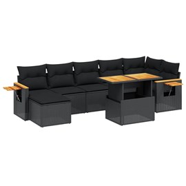 Maison exclusive - salon de jardin 8 pcs avec coussins noir résine tressée