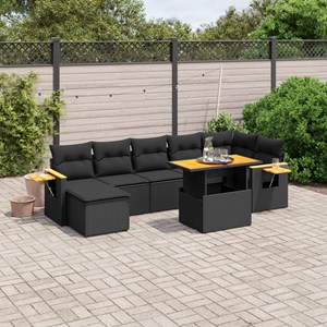 Maison exclusive - salon de jardin 8 pcs avec coussins noir résine tressée