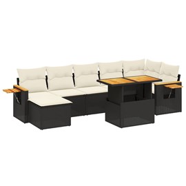 Maison exclusive - salon de jardin 8 pcs avec coussins noir résine tressée