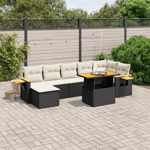 Maison exclusive - salon de jardin 8 pcs avec coussins noir résine tressée
